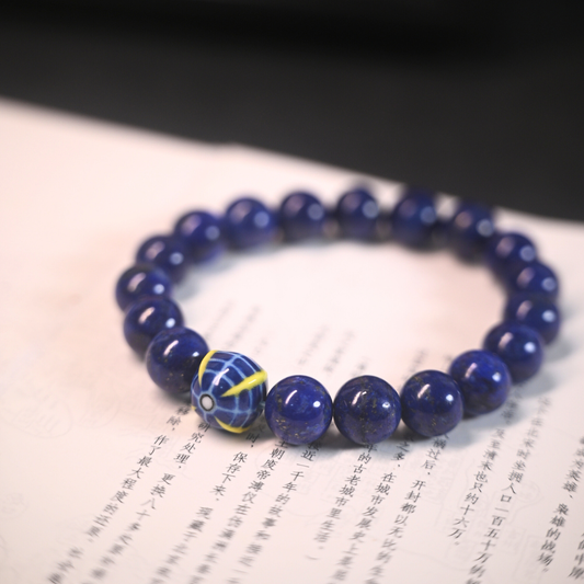 Lapis Lazuli Bracelet with Ultimate Dragon Ball Bead - Natural Stone Healing Jewelry