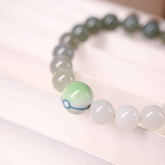 Gradient Hetian Jade Strange Ball Bracelet
