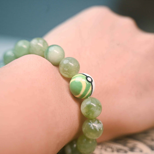 Handmade Nest Ball & Natural Xiuyan Jade Beaded Bracelet (12mm/15mm)