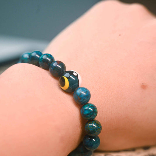 Handmade Moon Ball & Natural Phoenix Gemstone Beaded Bracelet