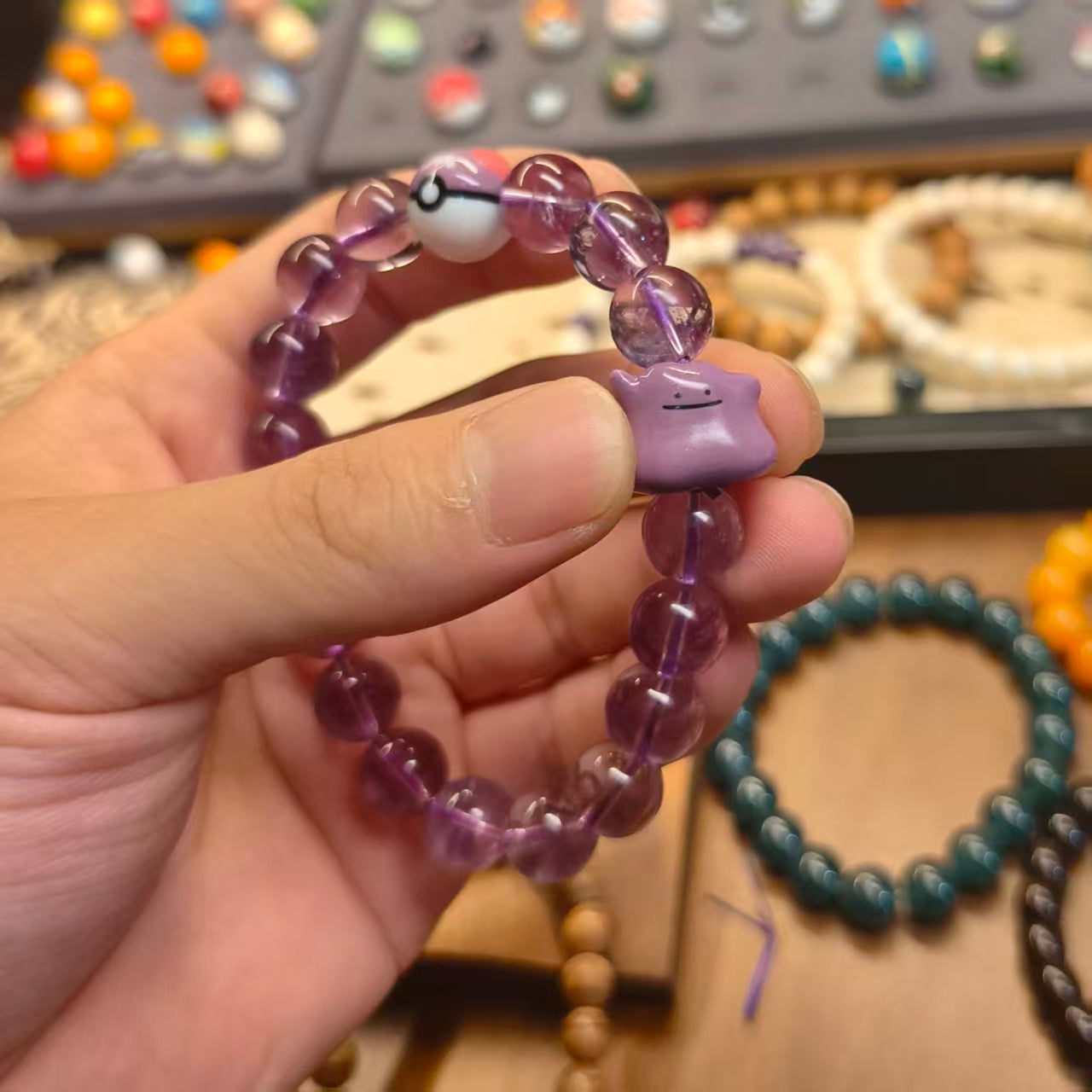 Master Ball × Ditto × Amethyst Handmade Ceramic Bracelet