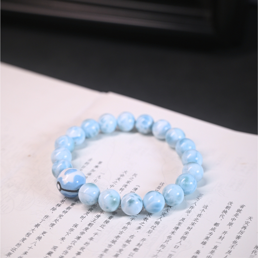 Ocean Wave Stone Poké Ball Bracelet - Natural Sea Sediment Jasper Healing Jewelry