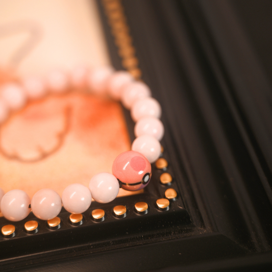 Pink Opal Poké Ball Bracelet- Natural Healing Stone Pokémon Jewelry