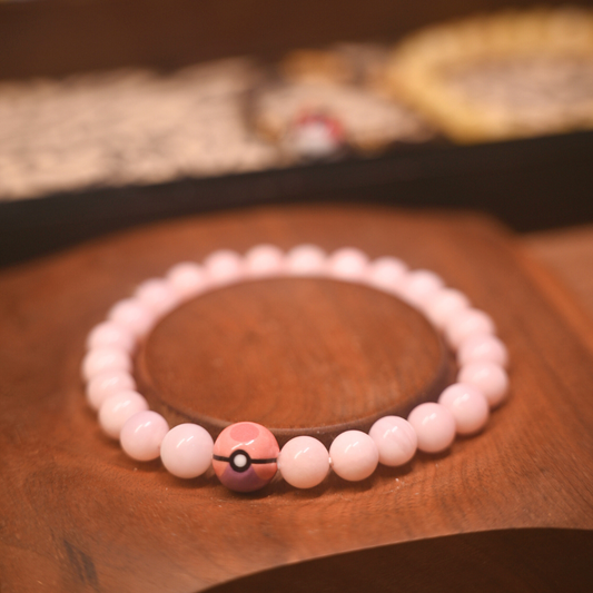Pink Opal Poké Ball Bracelet- Natural Healing Stone Pokémon Jewelry