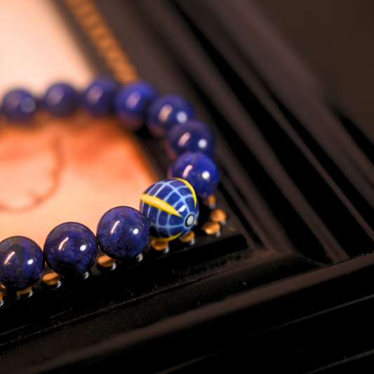 Lapis Lazuli Bracelet with Ultimate Dragon Ball Bead - Natural Stone Healing Jewelry