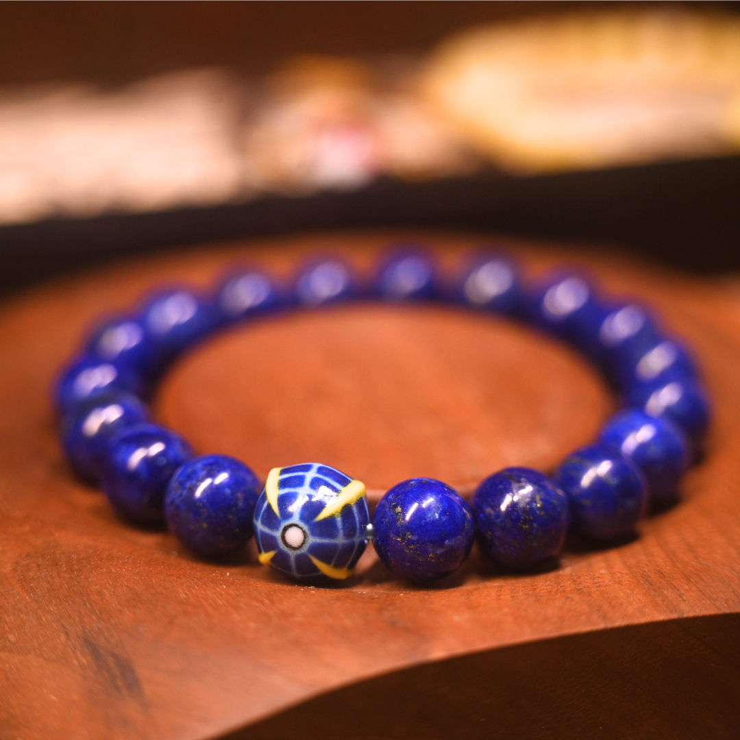 Lapis Lazuli Bracelet with Ultimate Dragon Ball Bead - Natural Stone Healing Jewelry