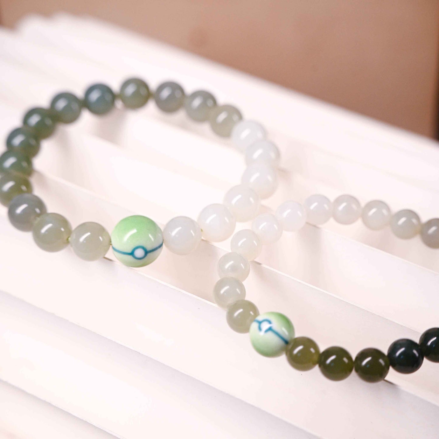 Gradient Hetian Jade Strange Ball Bracelet