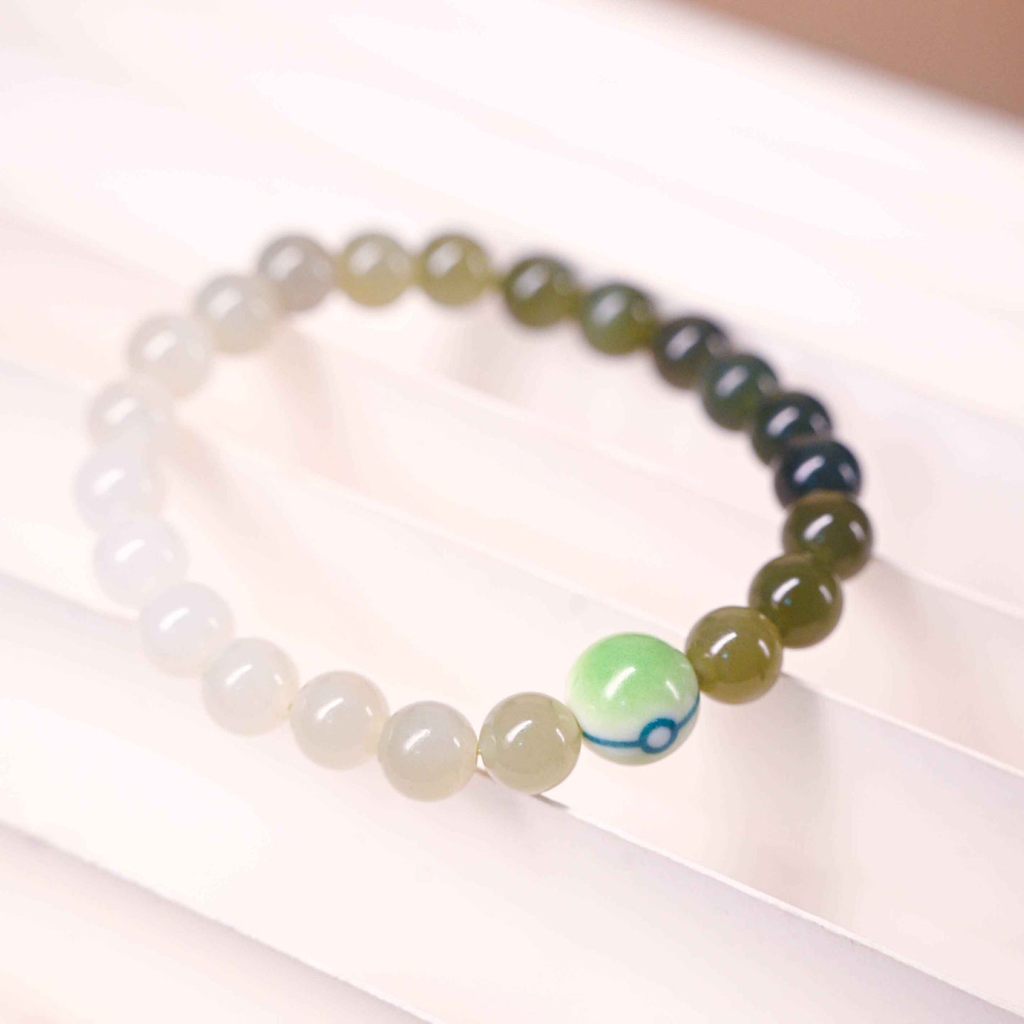 Gradient Hetian Jade Strange Ball Bracelet