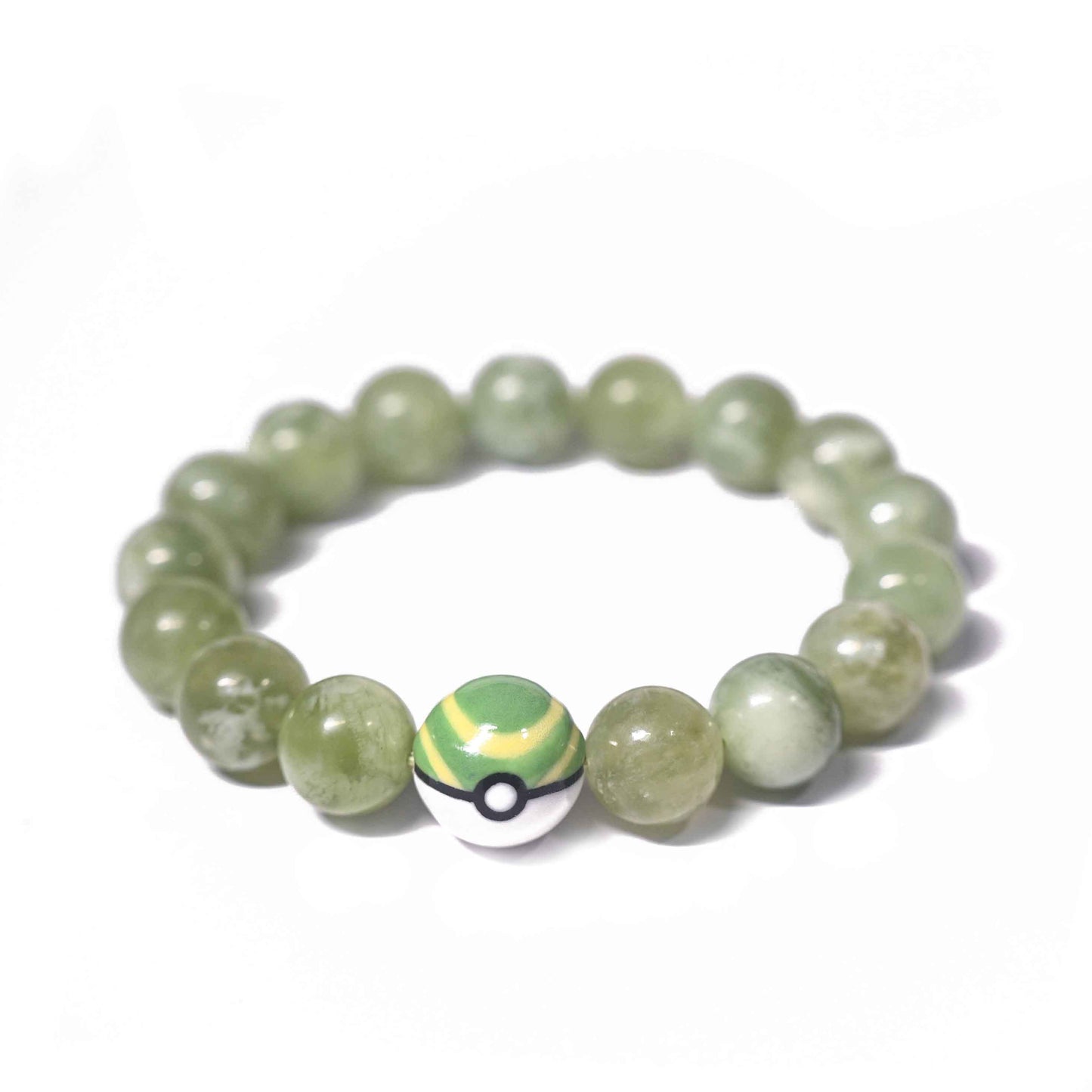 Handmade Nest Ball & Natural Xiuyan Jade Beaded Bracelet (12mm/15mm)
