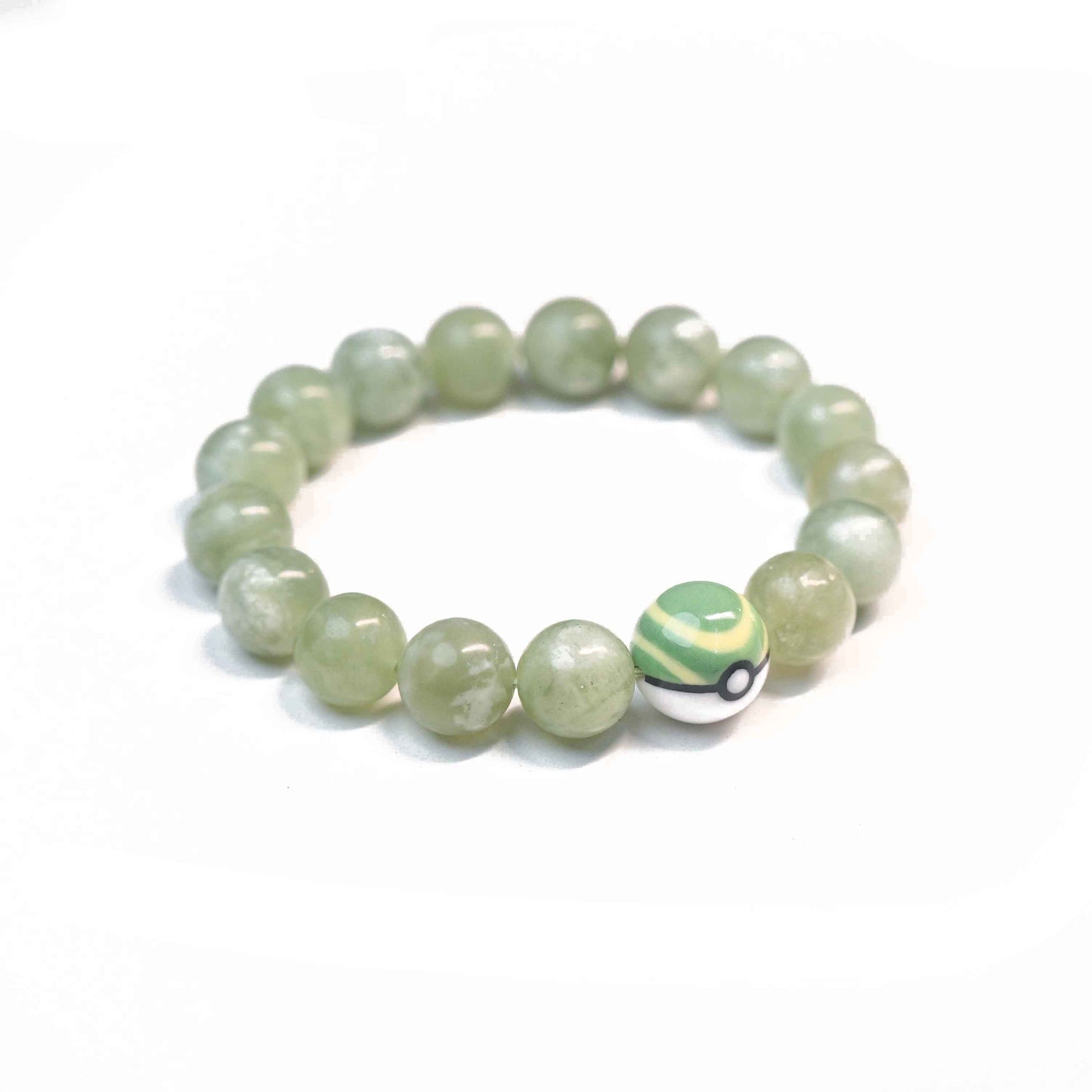 Handmade Nest Ball & Natural Xiuyan Jade Beaded Bracelet (12mm/15mm)