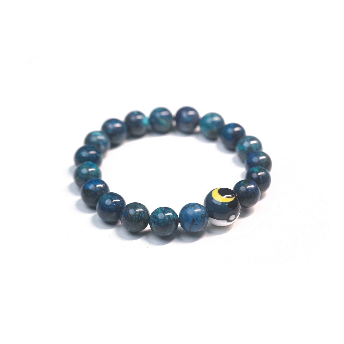 Handmade Moon Ball & Natural Phoenix Gemstone Beaded Bracelet