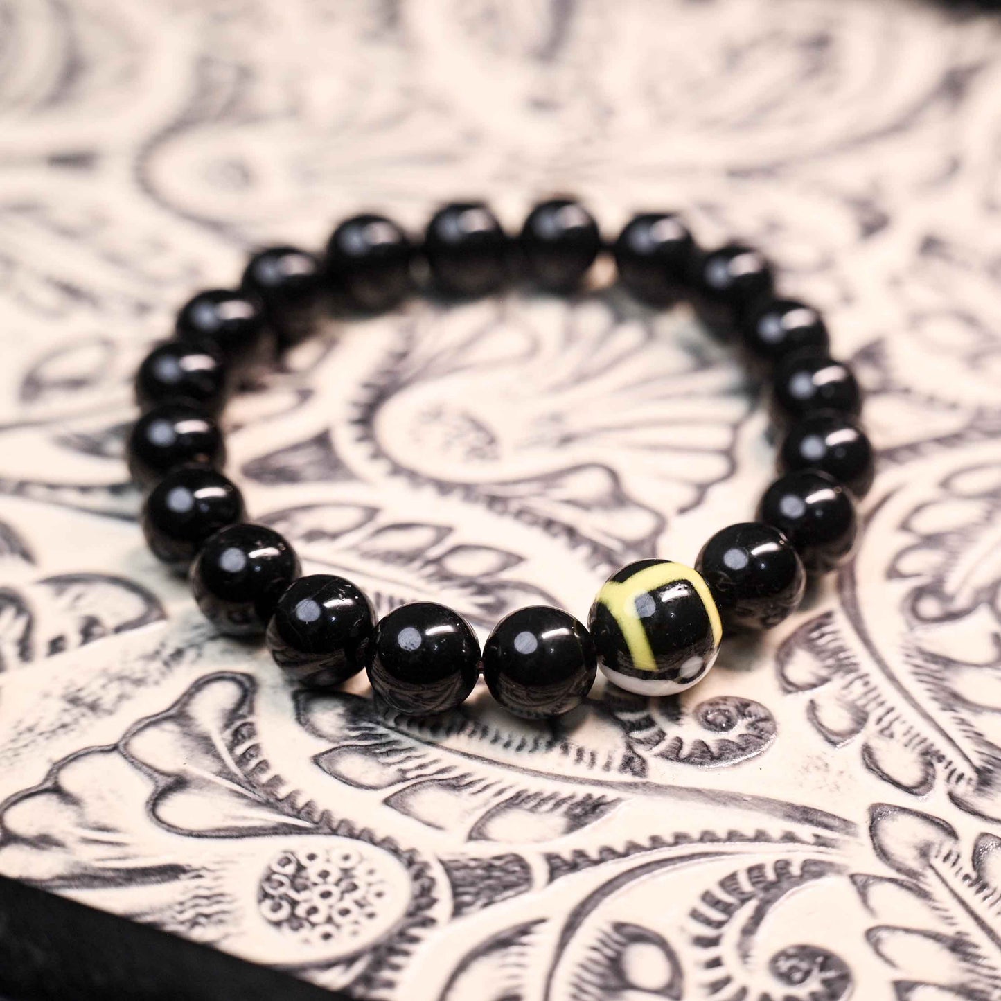 Pokémon Inspired Ultra Ball Bracelet | Premium Black Tourmaline Protection Jewelry