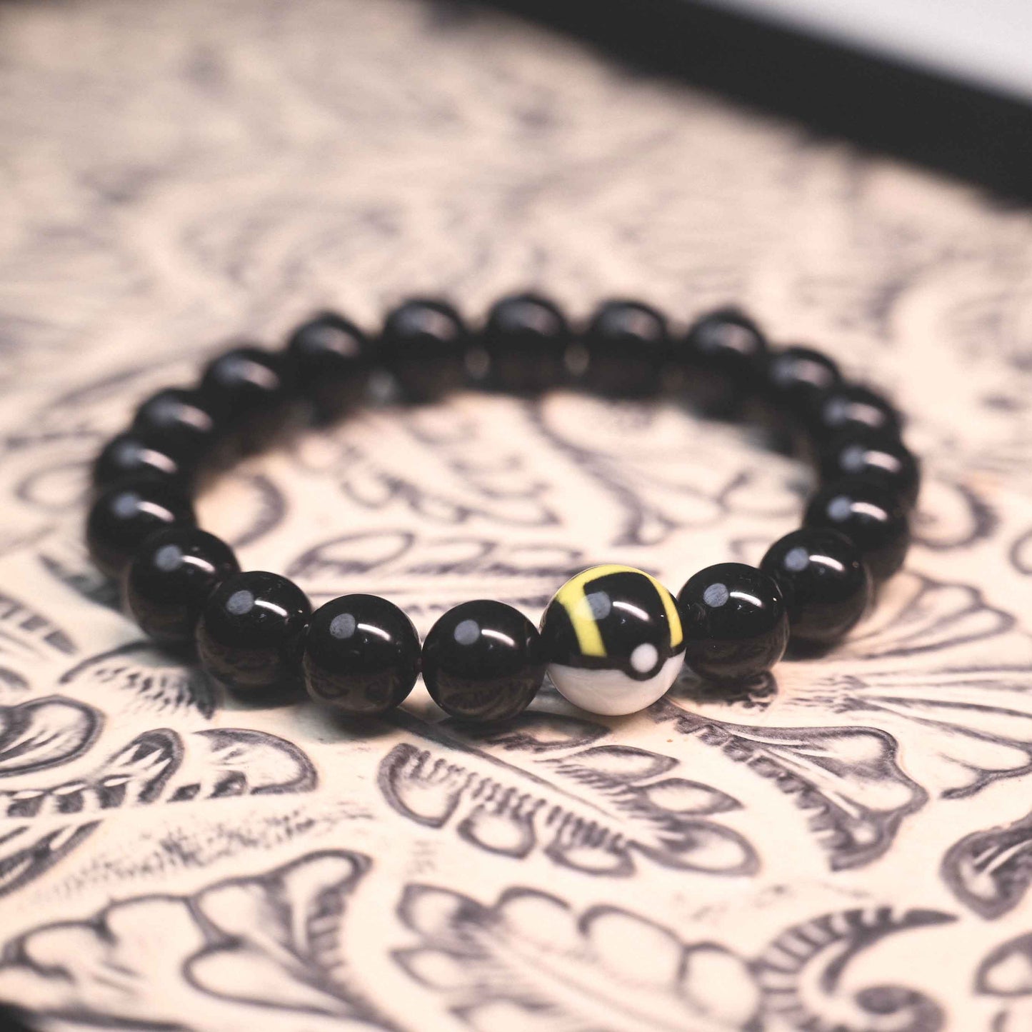 Pokémon Inspired Ultra Ball Bracelet | Premium Black Tourmaline Protection Jewelry