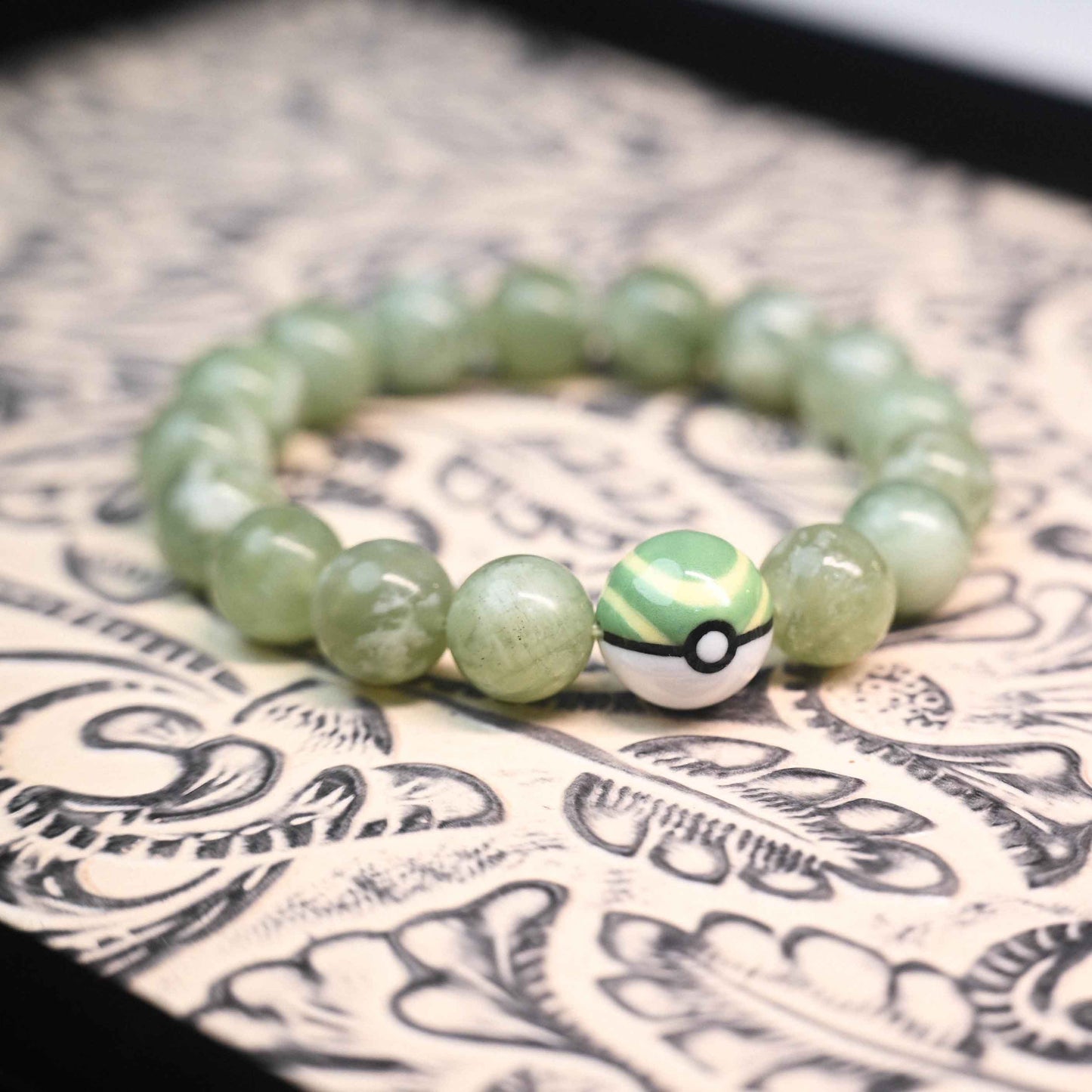 Handmade Nest Ball & Natural Xiuyan Jade Beaded Bracelet (12mm/15mm)