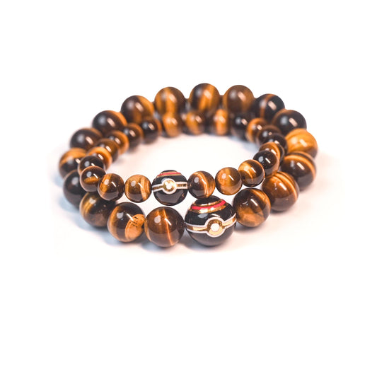 Luxury Ball × High-Quality Yellow Tiger’s Eye Handmade Ceramic Bracele