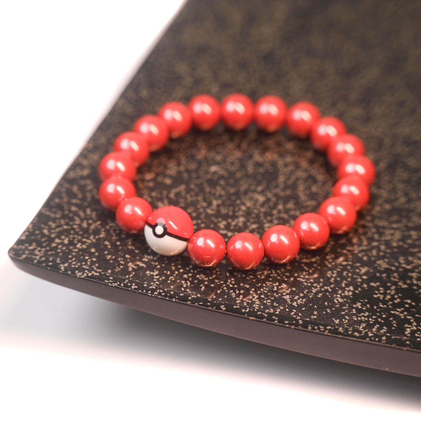 Red-White Ball × Cinnabar Handmade Ceramic Bracelet